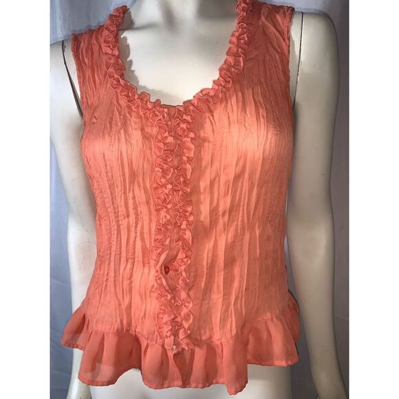 Vintage Y2K Sheer Chiffon Ruffled Blouse Medium - Picture 8 of 13